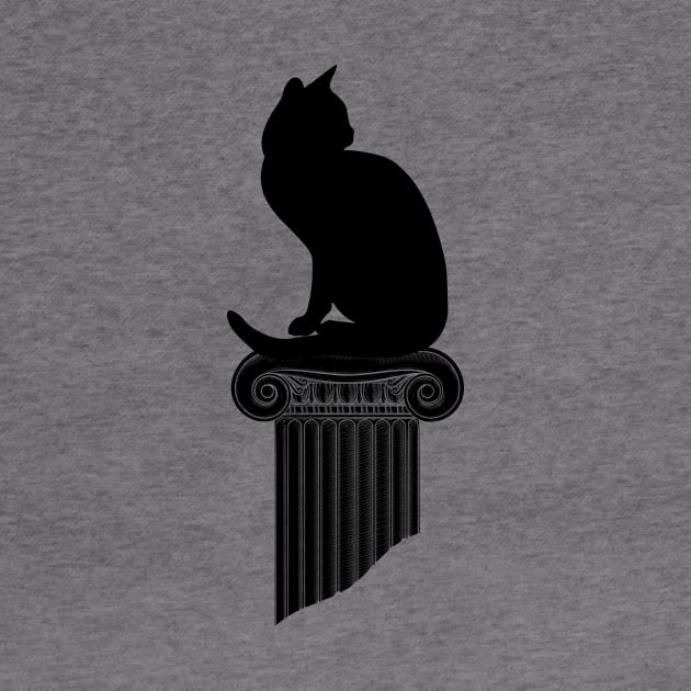 Black Cat Silhouette with Roman Column by TammyWinandArt